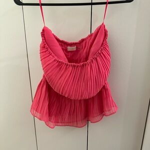 Ramy Brook pleated strapless top - hot pink
